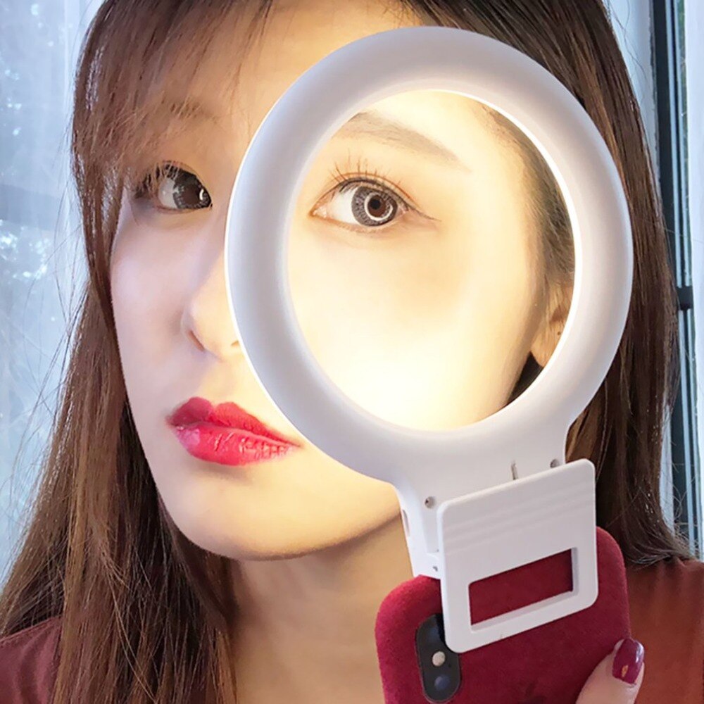 LED Ring Flash Light Lamp Convenient Clip for iPhone Samsung Xiaomi Android Phones Selfie Beauty Light for Video Bloggers