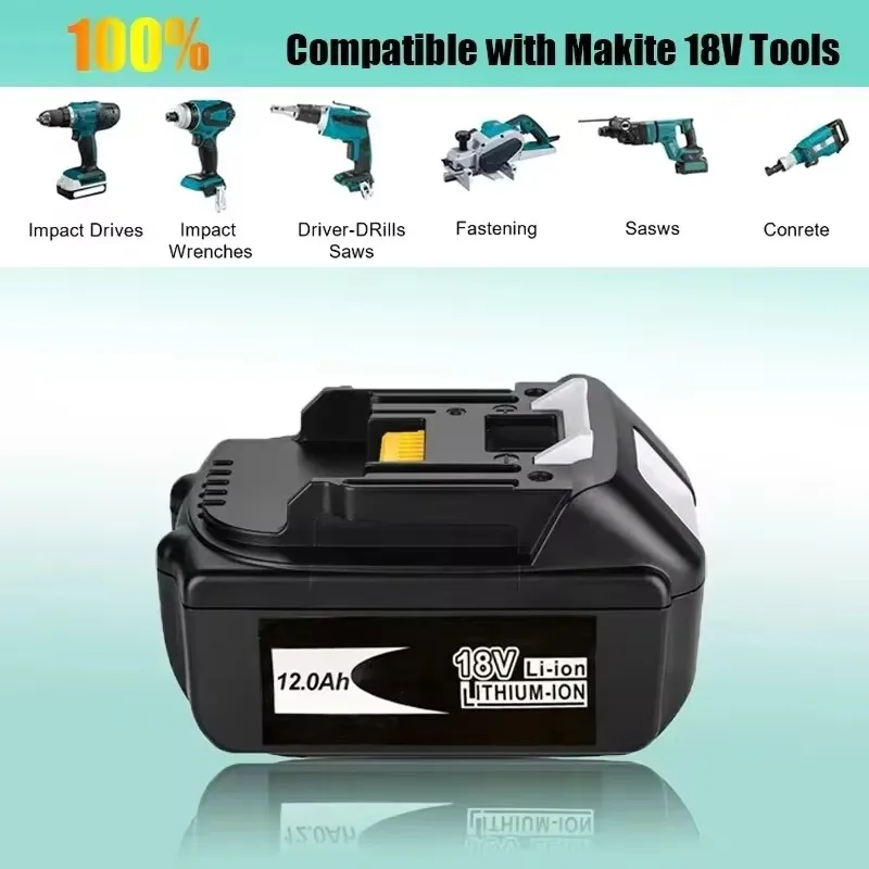100% Original Makita 12AH for Makita 18V Battery BL1830B BL1850B BL1850 BL1840 BL1860 BL1815 Replacement Lithium Battery