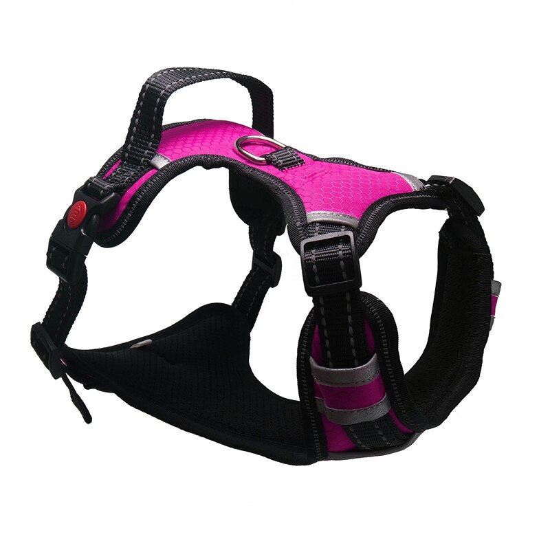 Benepaw Ademend Geen Pull Grote Hond Harnas Vest Zachte Verstelbare Reflecterende Duurzaam Pet Harness Medium Grote Hond Controle: Rose Red / M-No red lock button