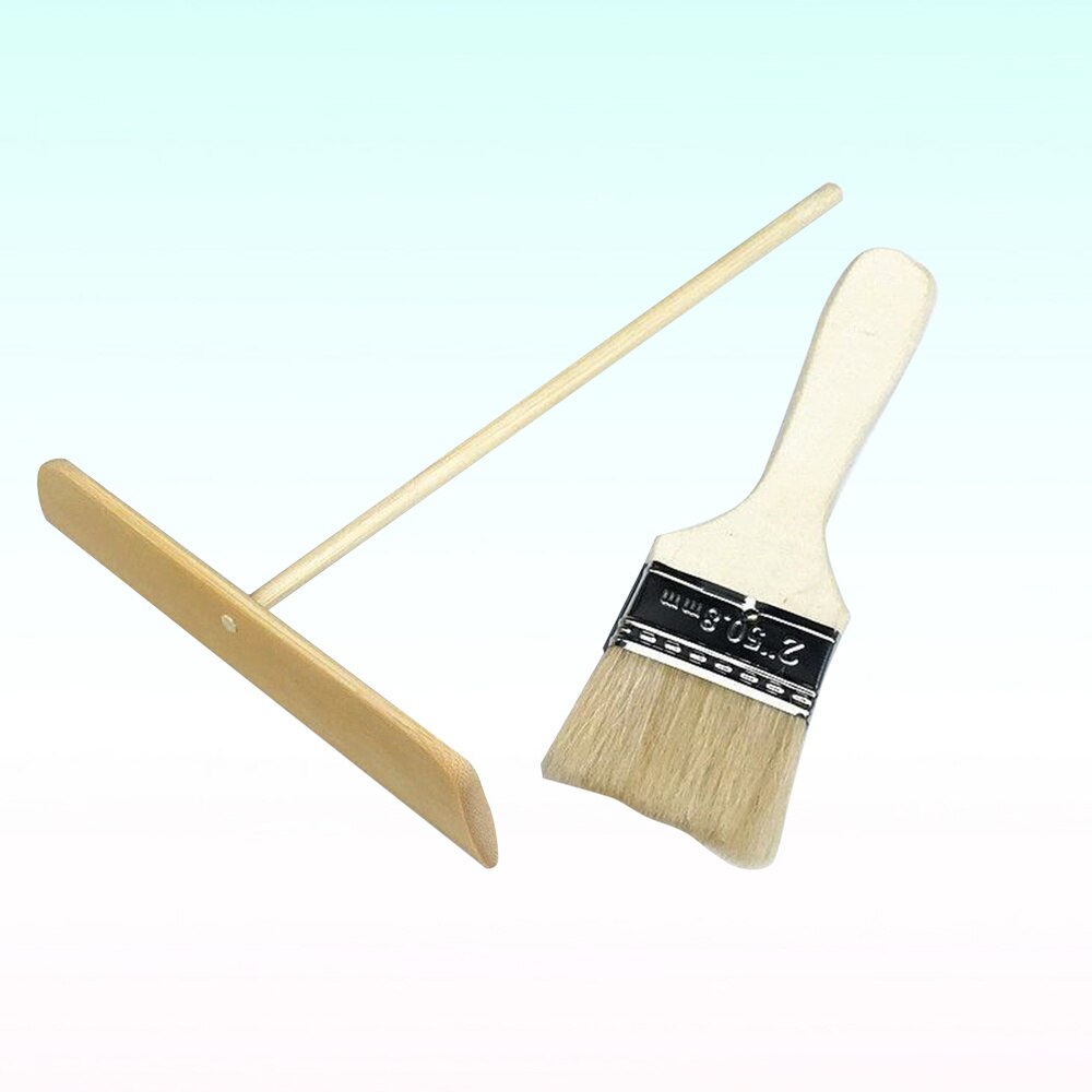 2PCS Useeful Practical Pancake Cooking Utensils Pancake Artifact Gadgets Pancake Spreader Wool Brush Set for Restaurant Home