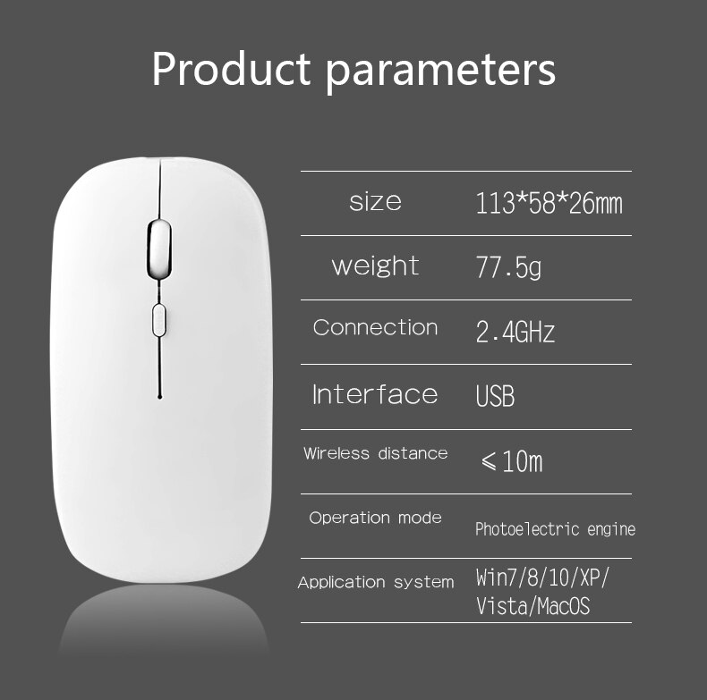 V8 Mini Wireless Mouse Computer Mouse Silent PC Mouse Rechargeable Ergonomic Mouse 2.4Ghz USB Optical Mice For Laptop PC