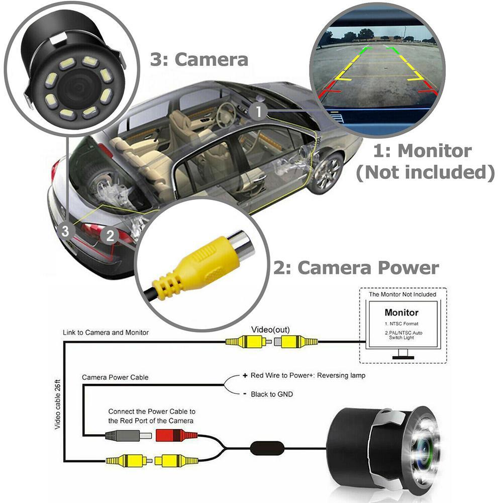 Car Rear View Reversing Camera 170°CMOS 8 LED HD Night Vision Waterproof Waterproof Car Camera Accessories