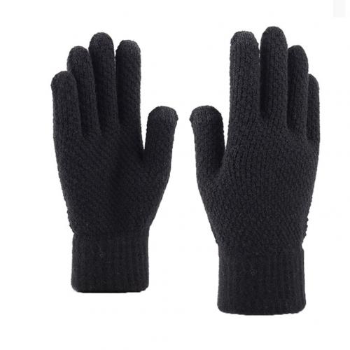 Menn vinterfarge full finger berøringsskjerm fleece foret varm strikketømmer kjøkkenhage kutt resistente hansker