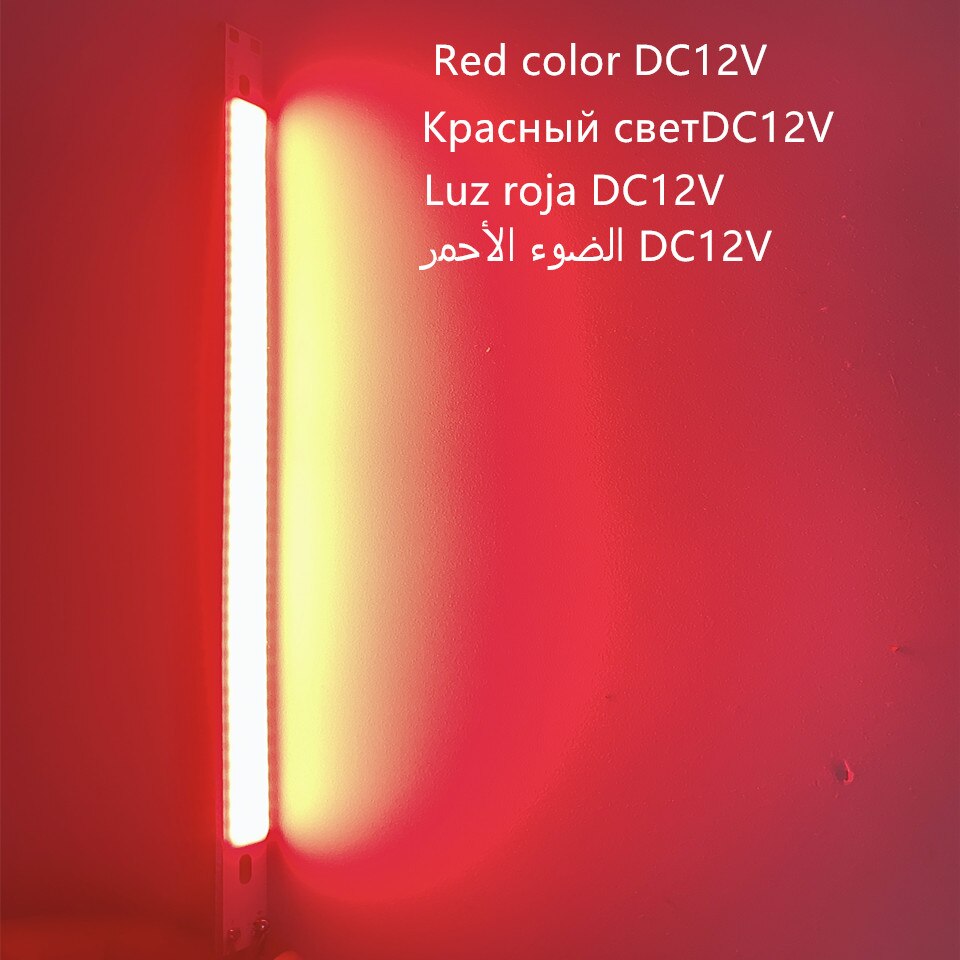 200 x 10mm 0422 10w led lys cob strip lampe  dc 12-14v 1000lm grøn gul rød blå varm hvid ren hvid bar lys: Rød farve