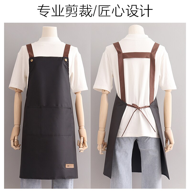 Waterproof Aprons Women Kitchen Accessories Simple Men Apron Strap Waist Thin Work Clothes With 2 Pockets Cartoon Long Smock