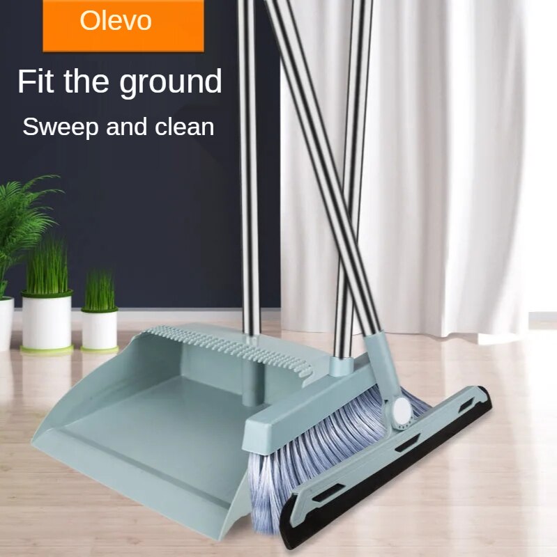 Windproof Broom & Dustpan With Broomstick Cleaning Brush Long Comb Teeth Floor cleaning Broom and Dustpan Litter Picker