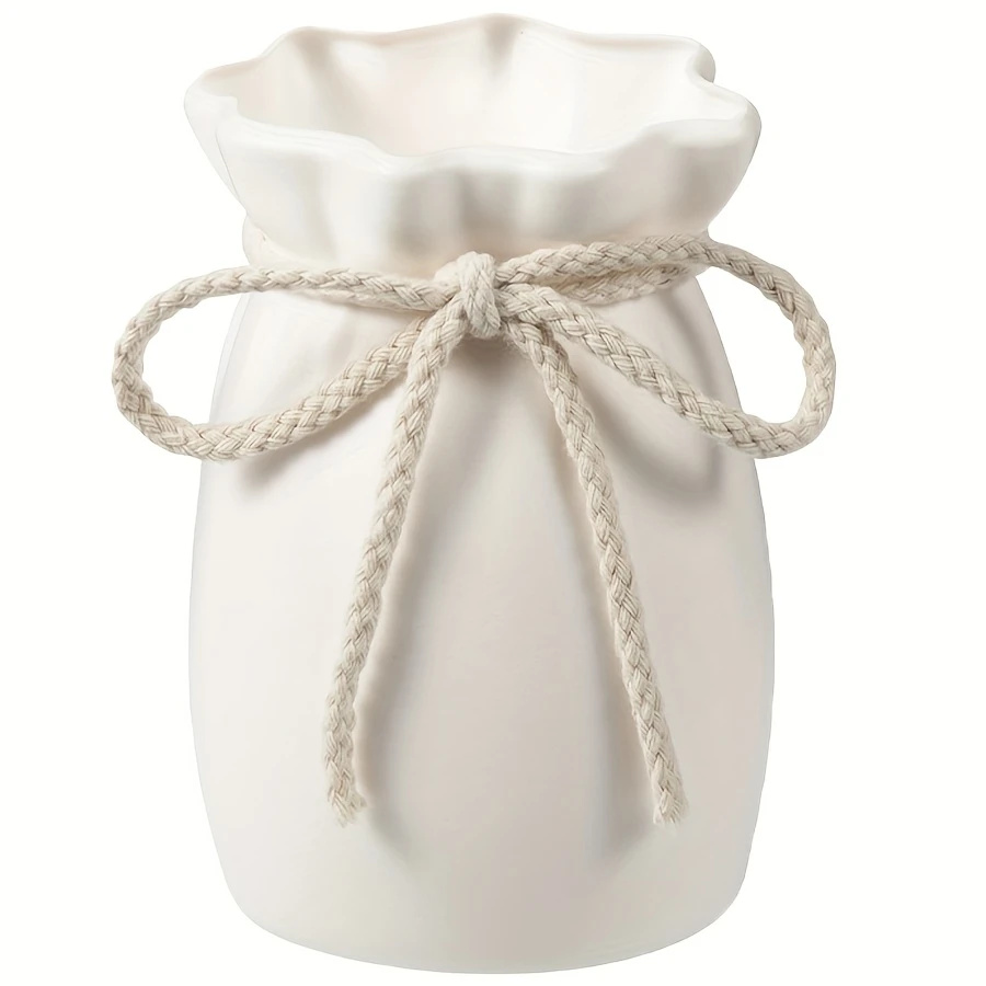 1/3pcs Home White Flower Vase Plastic Bow Plant Bottle Desktop Decor Ornament Garden
