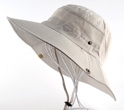 Solhat mænd spand hatte kvinder sommer fishin cap bred randen uv beskyttelse flap hat åndbar mesh knogle gorras strand hat mænd: Beige