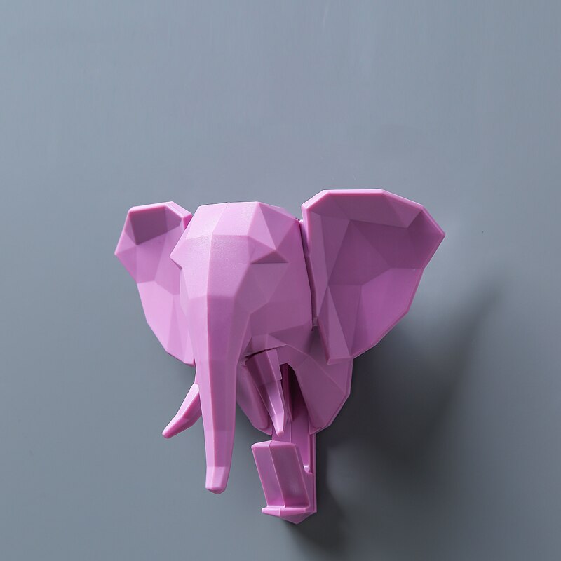 Decoratieve geometrische dierenkop kleur haak stereo hertenkop wandhanger wanddecoratie jas sleutel tas afvalhaak: C
