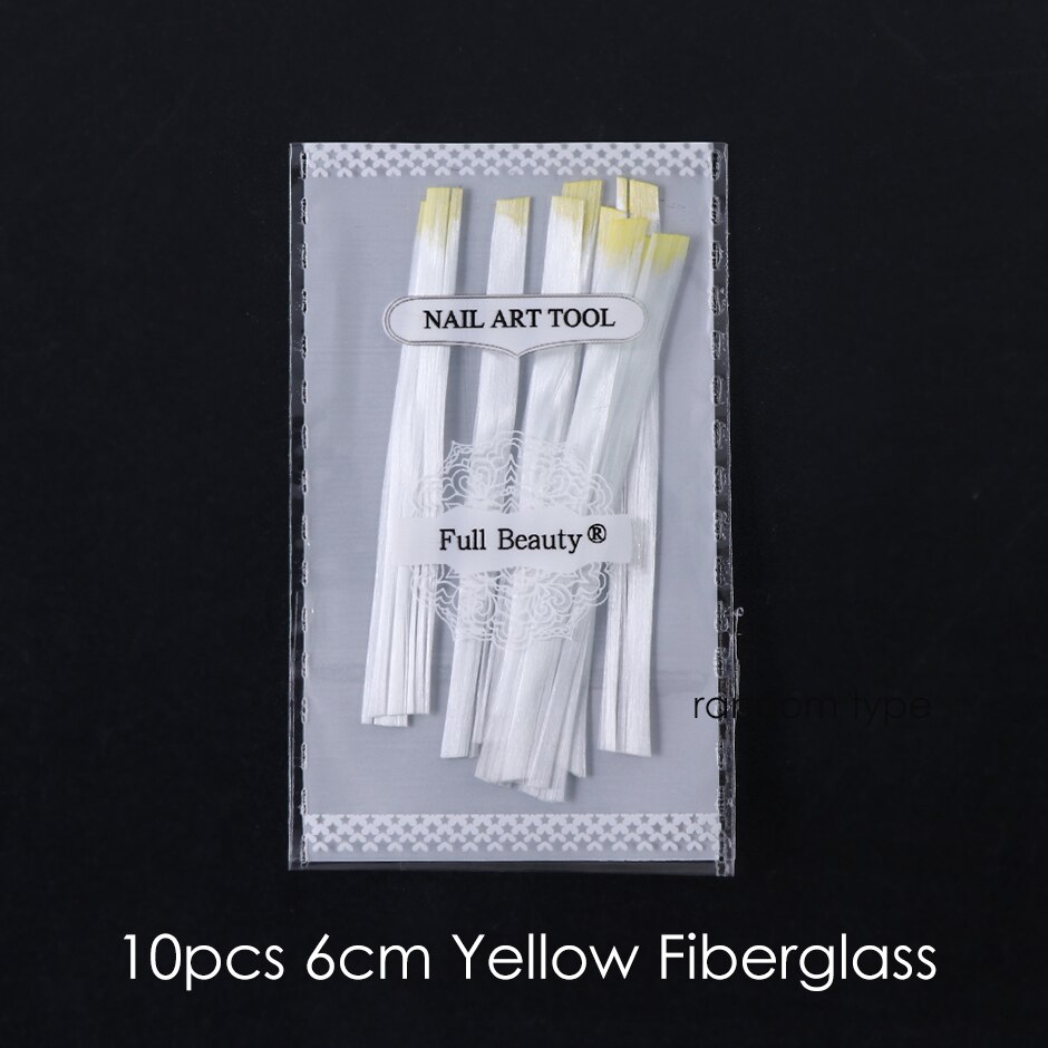 1m/2m/5m glasfiber för nagel akrylförlängning franska spetsformade spetsar glasfiber silke manikyrförlängningsset  ch1578: Gul 10pc