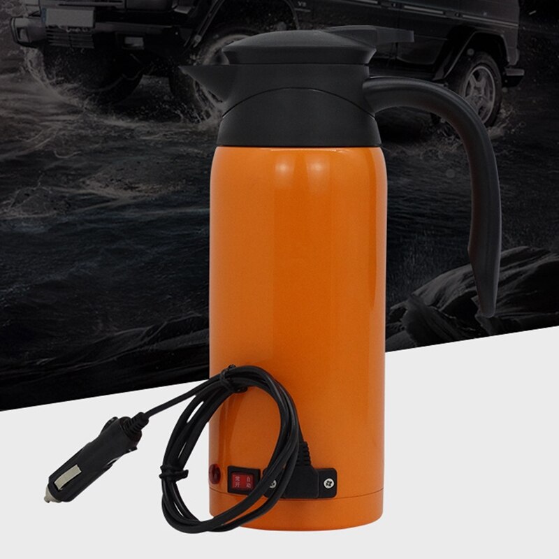 12-24V 800ML Stainless Steel Safe Car Electric Heated Water Kettle Bottle Cup Travel Car Kettle Car Heater