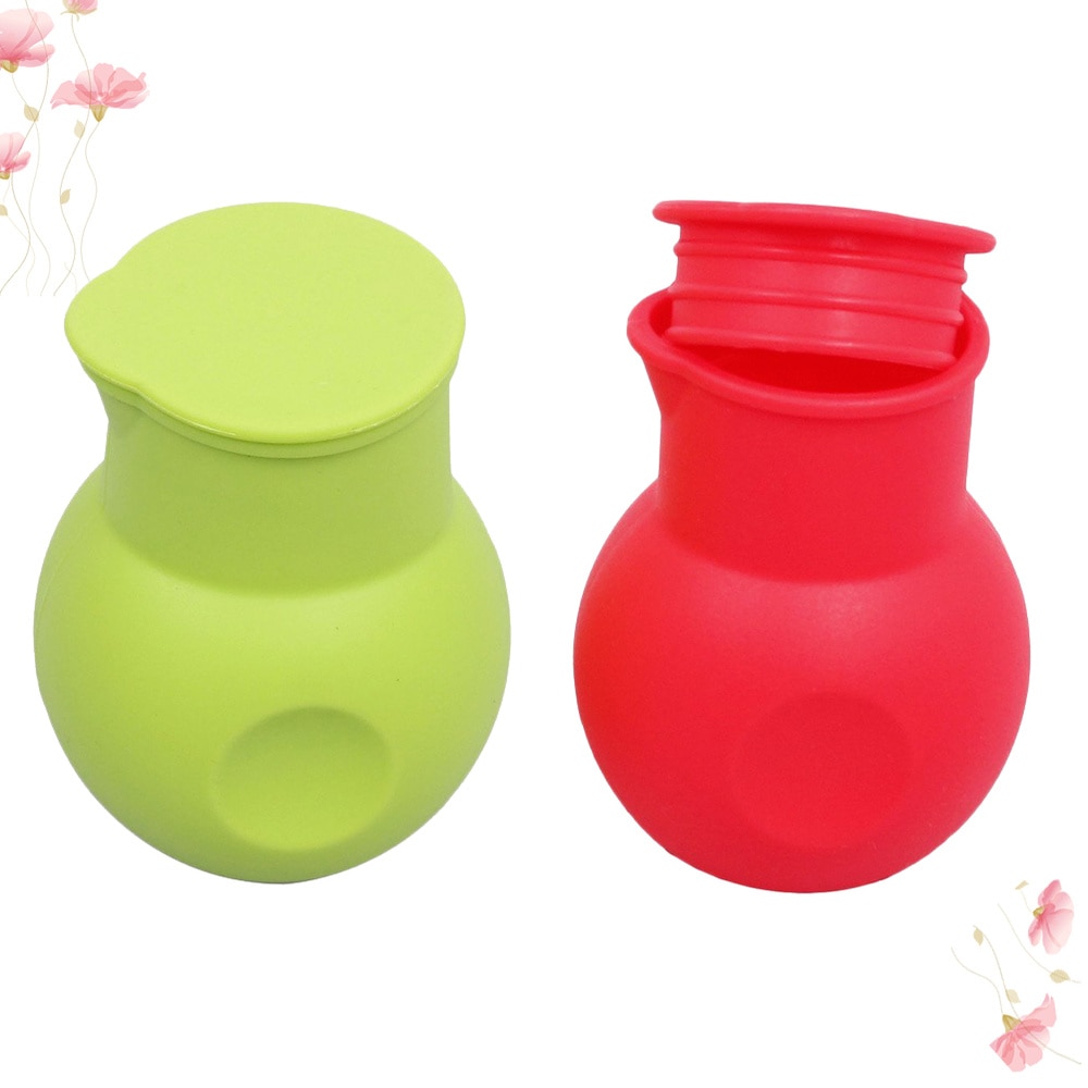 2pcs Silicone Chocolate Melting Pot Melt Butter Heat Sauce Microwave Baking Pot Baking Pouring Tool (Red and Green)