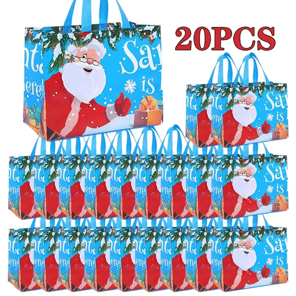 10-60PCS Christmas Tote Bag Santa Elk Snowflake Bags Non-woven Waterproof Printed Bags Thickened Decor Supplies: XL / VIOLET/紫罗兰