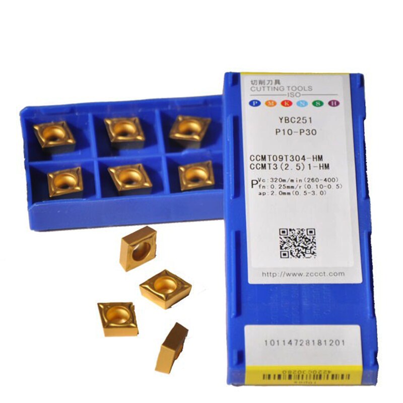 Herramientas de torneado de carburo, insertos de torno para acero, 10 piezas CCMT060204 CCMT09T304 CCMT09T308 CCMT120408 HM YBC251 YBC252