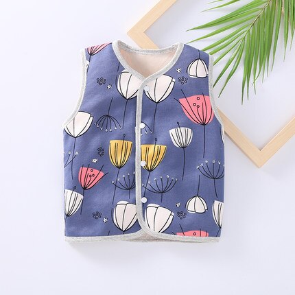 Cartoon Lente Herfst Baby Vest Winter Gewatteerde Verdikking Baby Vest Vest Meisje Jongen Baby Vest Zacht Comfortabel Ademend: Plants plush / 66 0-6months