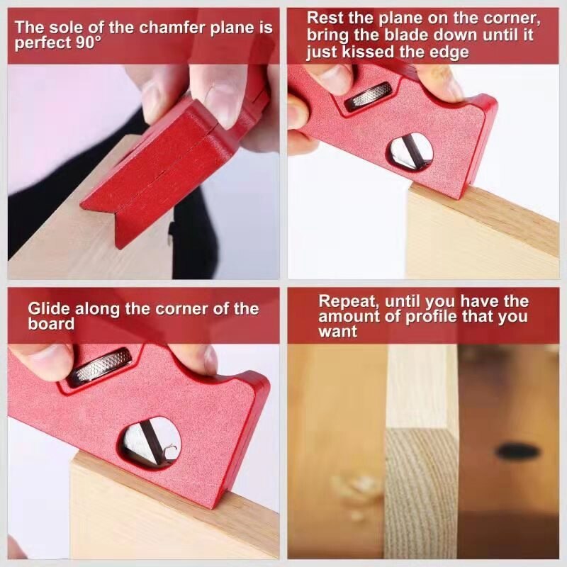 Chamfer Plane, Woodworking Planer Chamfering Trimming 45 degree Bevel Corner with Adjustable Blade &amp; Bubble Level