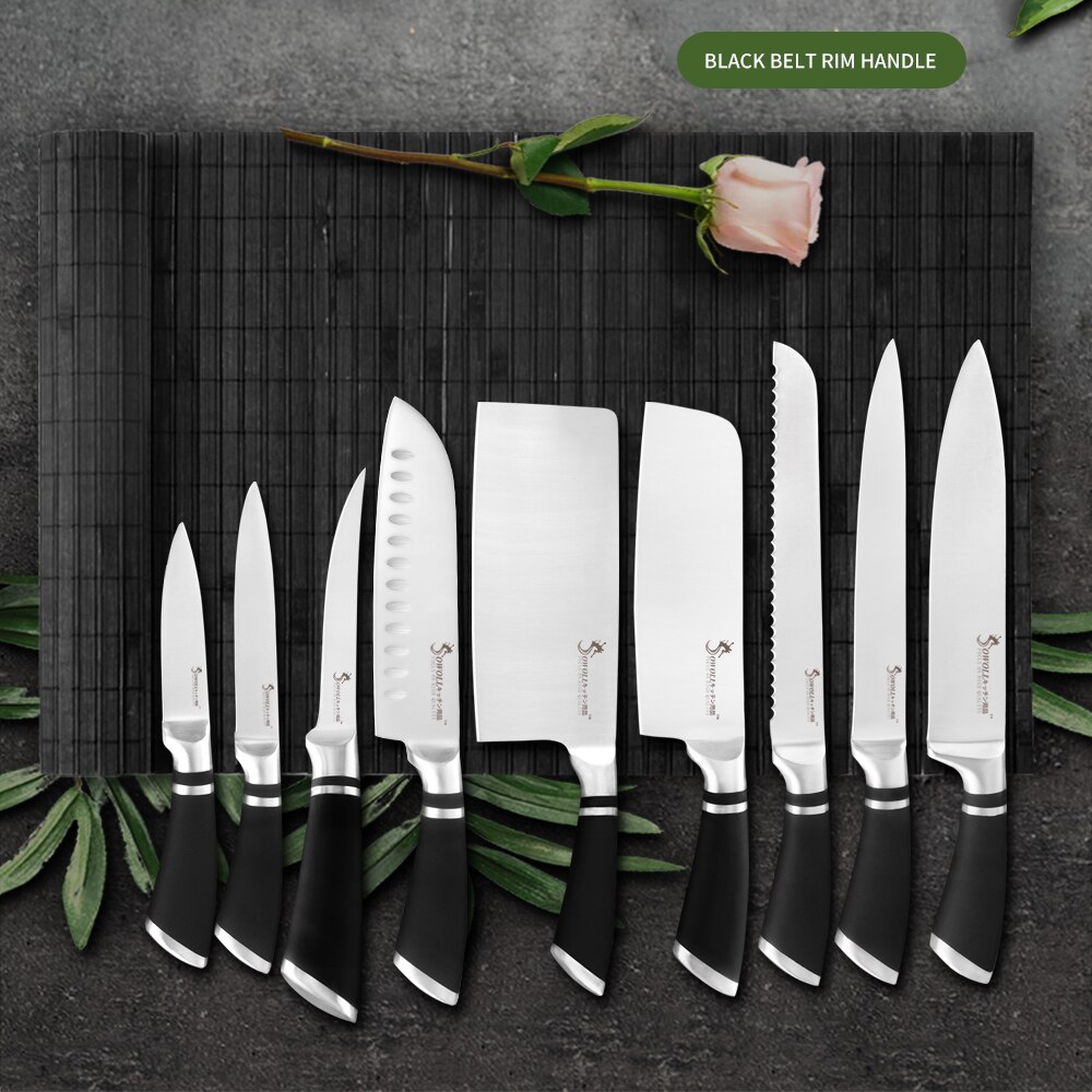 Xyj Stainless Steel Kitchen Knives Set Sharp Blade ABS+TPR Handle Knife Chopping Slicing Meat Fish Filleting Cooking Accessories