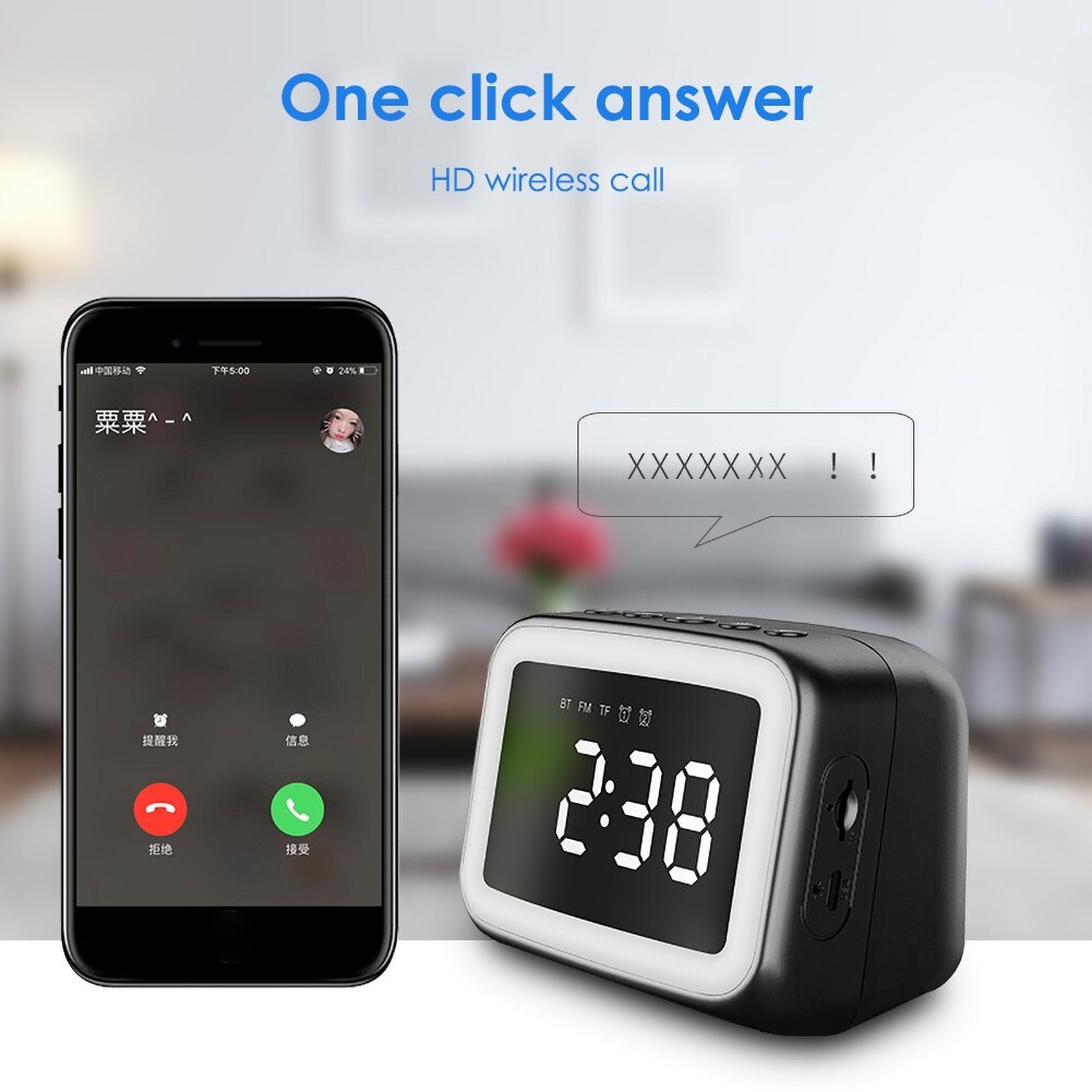 Draadloze Bluetooth 5.0 Led Spiegel Display Wekker Fm Radio Tf Muziekspeler