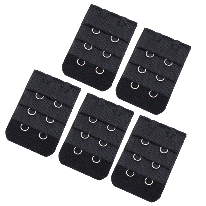5Pcs Bra Extender Strap Extension 2 Hooks 3 Rows Women Intimates Adjustable Bra Hook Extenders Womens Handmade DIY Accessoires: black