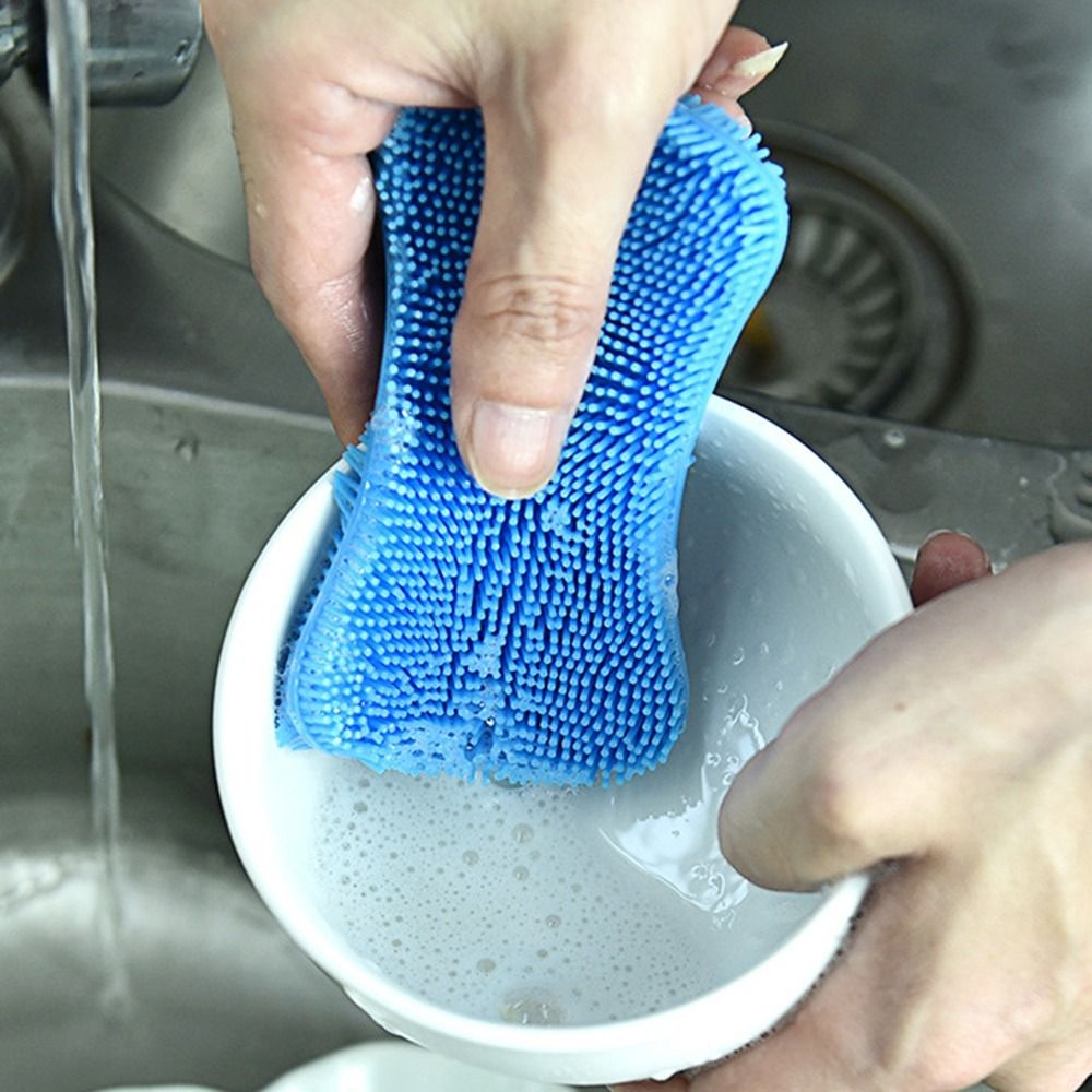 Cleaning Tool Double Sided Silicone Dishwashing Brush Soft Reusable Washing Cleaning Brushes Flexible Cleaning Brush Kitchen
