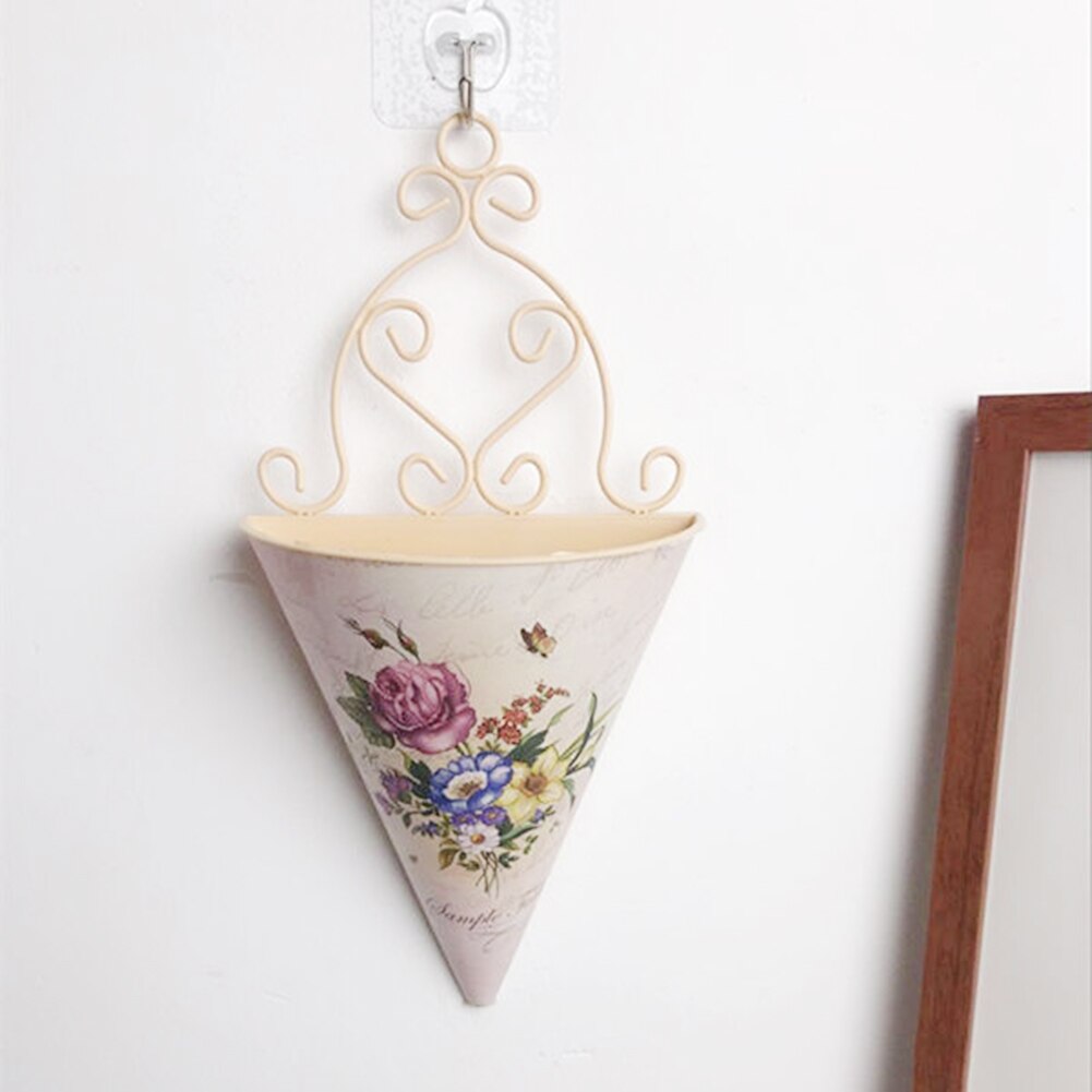 Plastic Wall Hanging Flower Vase Pot Wall Flower Basket Rural Flower Print Flower Planter Pot Garden Home Decoration