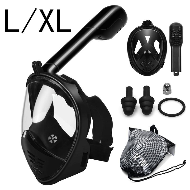 máscara de buceo máscara de buceo subacuática Anti niebla máscara de Snorkel de cara completa mujeres hombres niños natación Snorkel equipo de buceo: N06 L XL