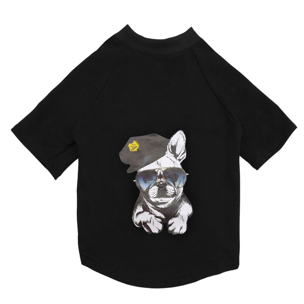 Sommer hund t-shirt hunde tøj små mellemstore hunde kat tøj vest bomuld kæledyr t shirt tøj bulldog tøj m -2xl: Sort / L