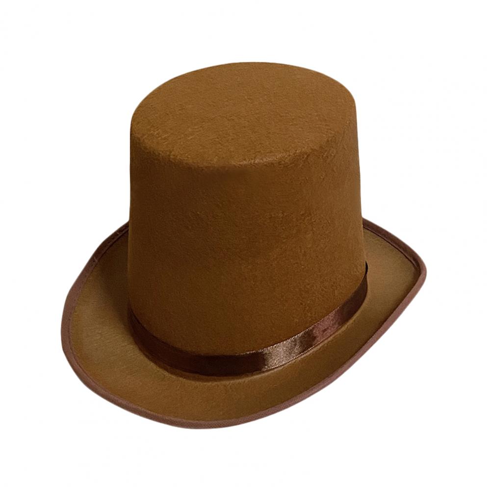 High Top Hat Magician High Hat British Black Jazz Topper Hat Court Gentleman Flat Felt Hats For Performances Role Play Christmas: black
