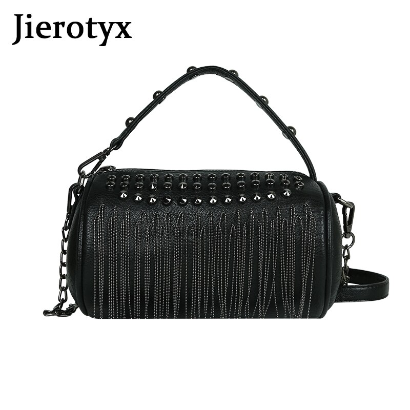 Jierotyx Arrivals Gothic Klinknagels Vrouwen Handtassen Casual Kralen Kwastje Dames Crossbody Tassen Siliver Gratis