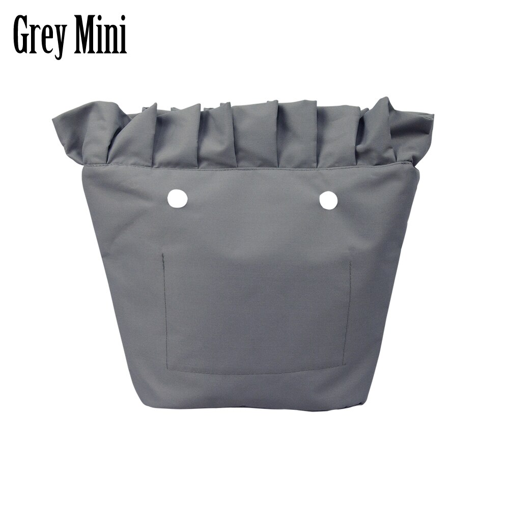 Tanqu Frill Pleat Soild Fabric Waterproof Inner Lining Insert Zipper Pocket for Classic Mini Obag Inner Pocket for O Bag: grey mini