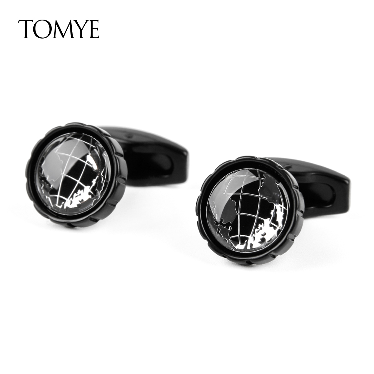 Tomye ouro preto mapa redondo cufflink masculino personalizado luxo abotoaduras em massa xk19s113