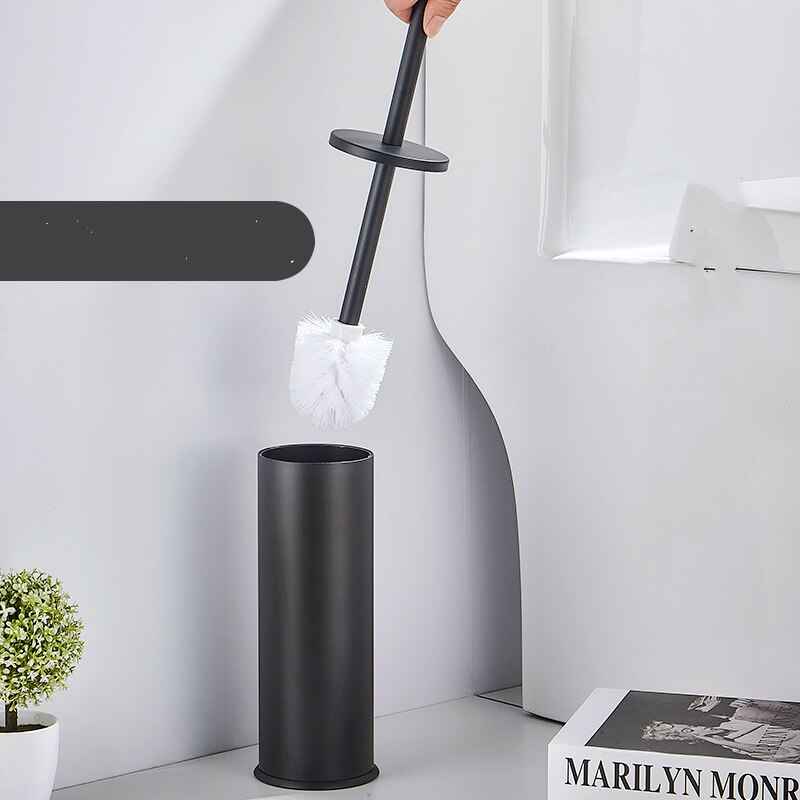 Ruimte Aluminunm Badkamer Accessoires Creatieve Wc Borstel Geborsteld Goud Toiletborstel Houder Stand Schoon Borstel Houder Matte Black