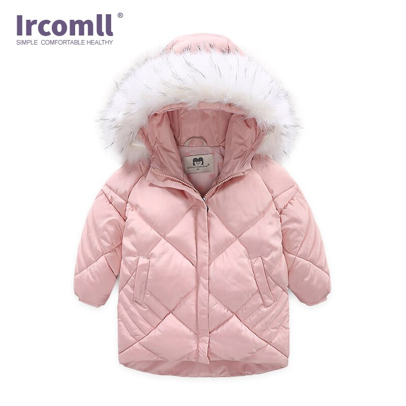Ircomll Child Girls Winter Coat Thickened Fur Hooded Warn Children's Winter Jacket Baby Girl Coat kids Jacket Outerwear 2-7Y