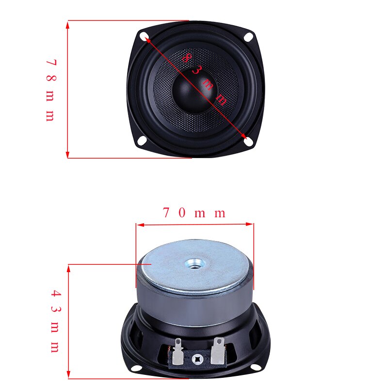 3 Inch HIFI 30W Full Range Speaker Audio Speaker Treble Midrange Bass Fiber Glass Rubber Edge Loudspeaker Home Theater DIY 1PC
