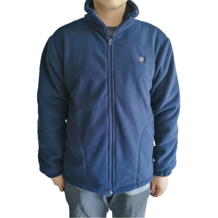 Cocwish Heated Warm Down Jacket Washable USB Charging Heated Clothing Graphene Heating Coat Jacket: Navy Blue / XL