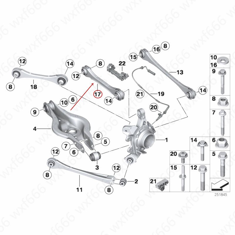 Car Rear straight arm Lateral control arm Rear wheel swing arm suspension F35b mwF10 Lateral swing arm Hanging rod Bent arm