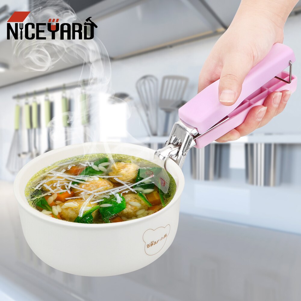 Silicone Handle Pot Pan Gripper Clip Dish Plate Bowl Clip Kitchen Tools Dish Clamp Bowl Holder Retriever Tongs Gadgets