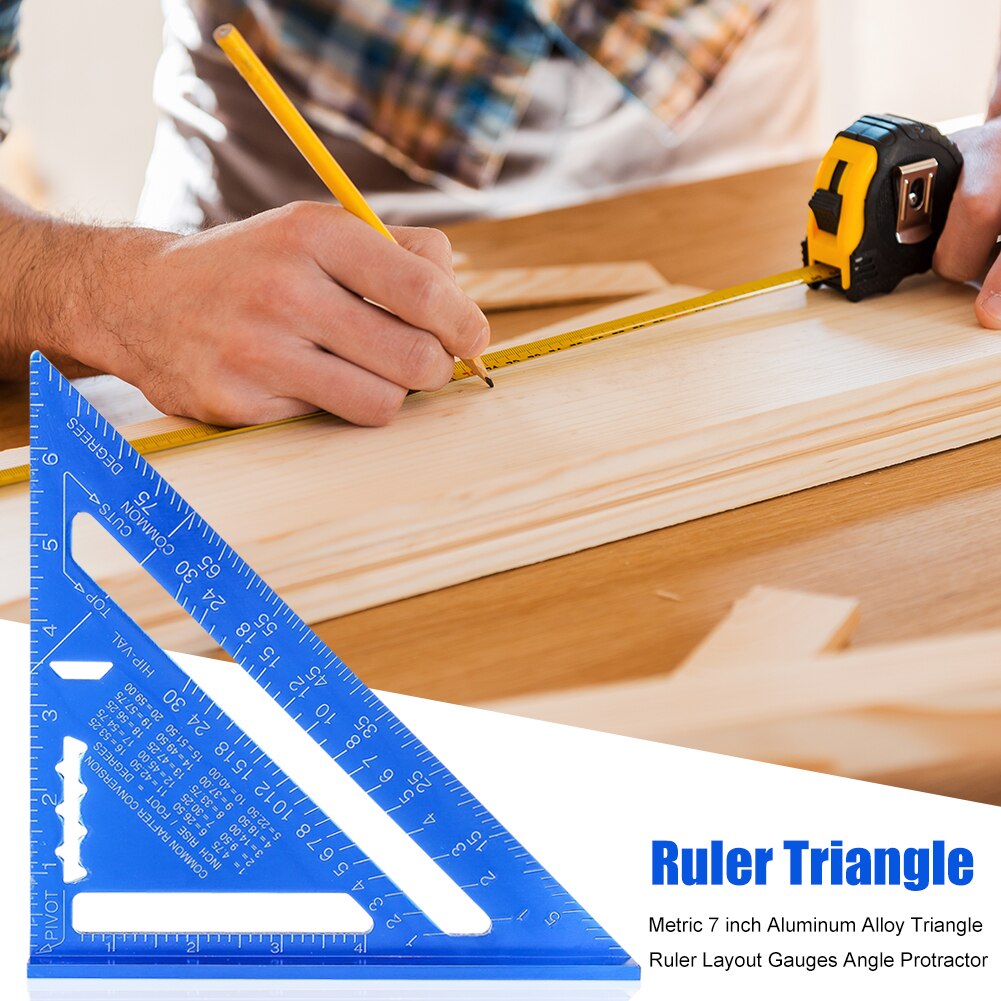 7 Inch Meten Ruler Metric Driehoek Hoek Heerser Al... - Vicedeal