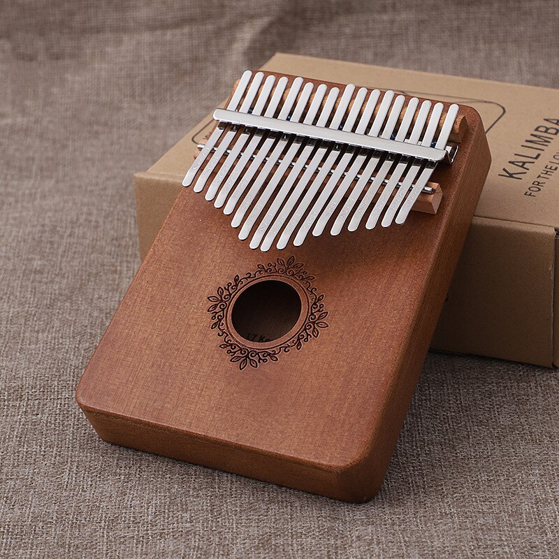 Guanteletes perfectos de 17 teclas, Piano de caoba, kalimba, instrumento Musical para principiantes, Piano de pulgar con accesorio, musical acústico de madera i: retro flower
