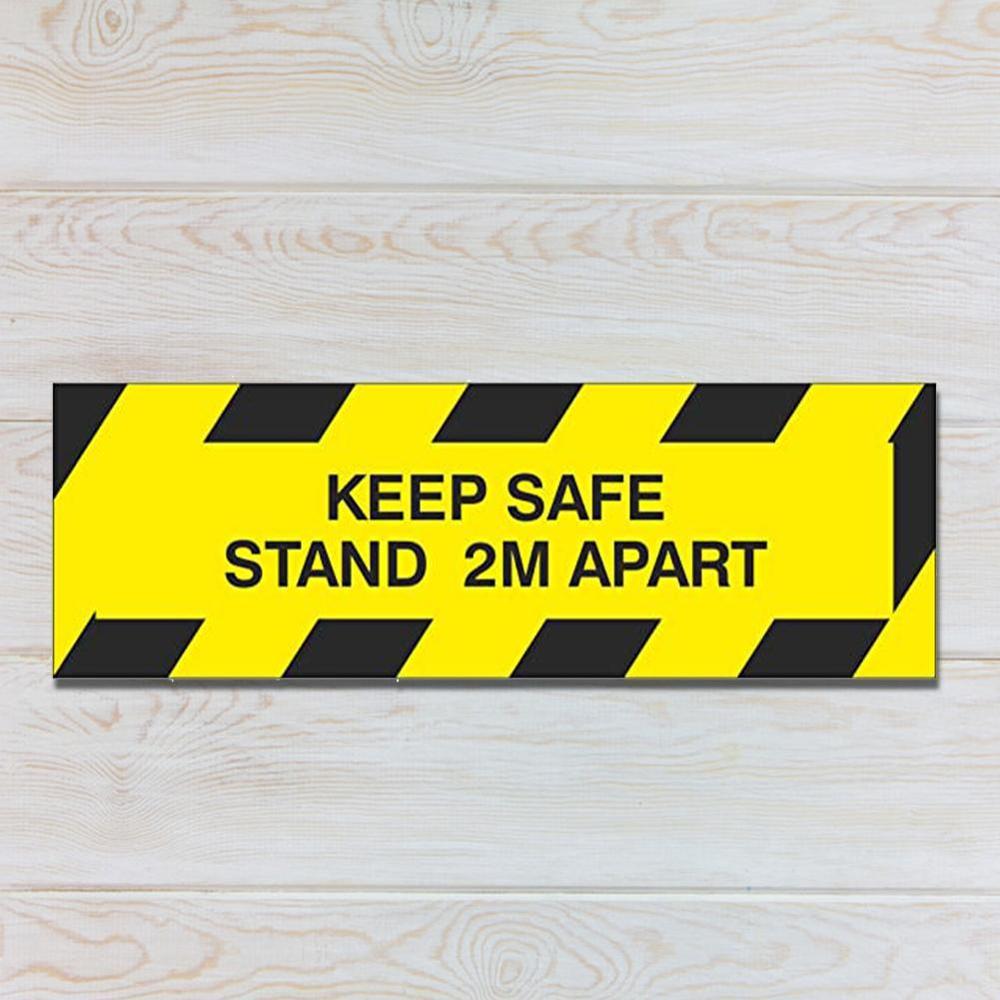 Social Distancing Safety Sign Public Area Stand Here Up Floor Crowd Banks stickers Floor Control Decals Rectangle Line Queu I2N2