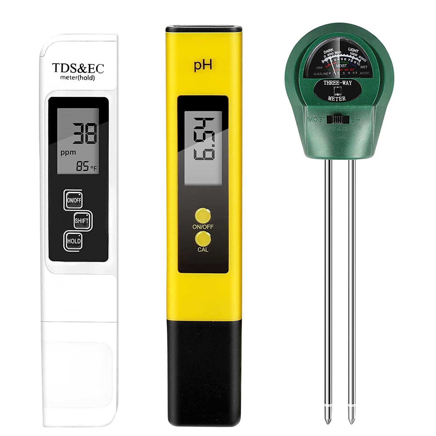 PH Meter, TDS PPM Meter, Soild PH Tester Upgraded Version], 3 in 1 for Home Water and Garden Soil Use