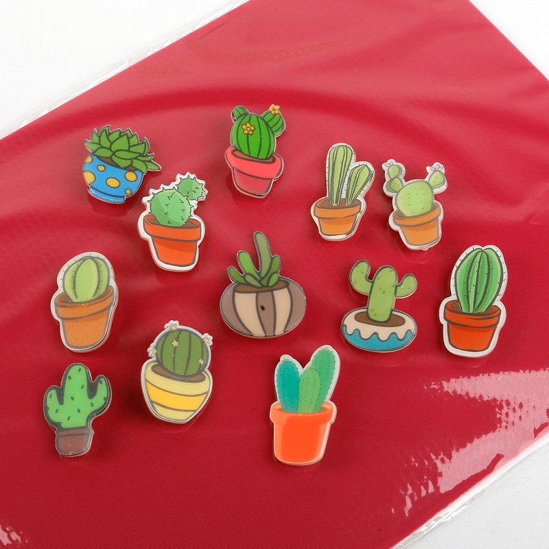 Pin Badge Decoratie 1 PC Cartoon Cactus Bonsai Broche Acryl Badges Pictogrammen op De Rugzak Badges voor Kleding