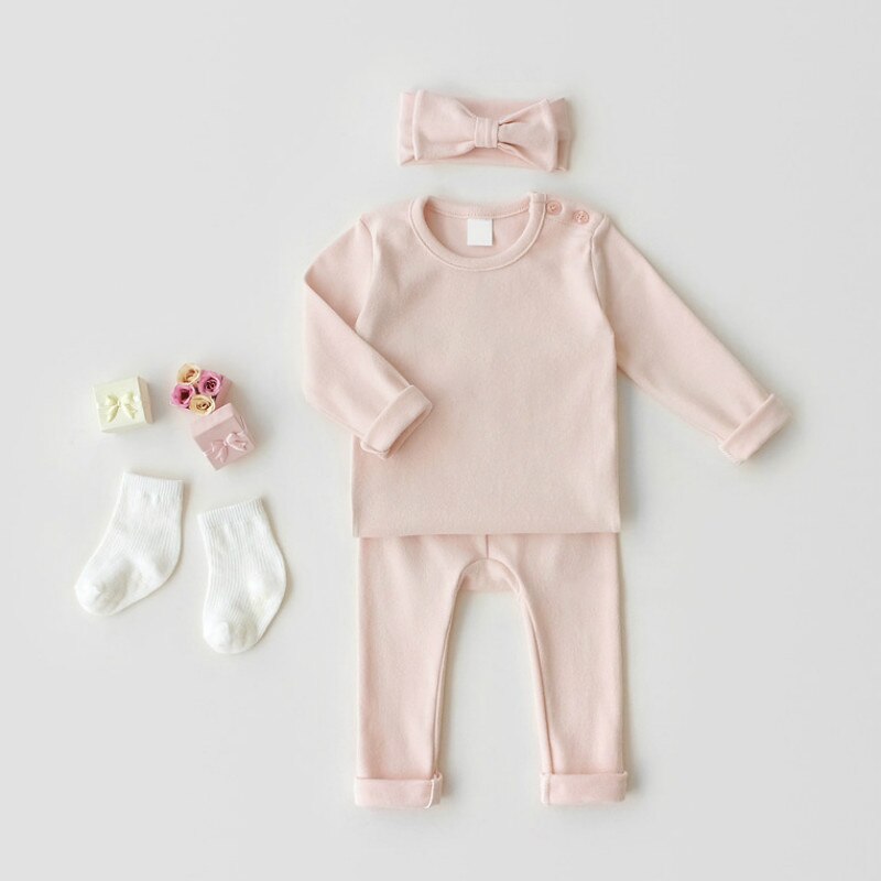 Lente Koreaanse Stijl Baby Veelzijdige Dieptepunt Ondergoed Set Baby Solid Kleding Set Kids Meisjes Casual Warme Set, #9272