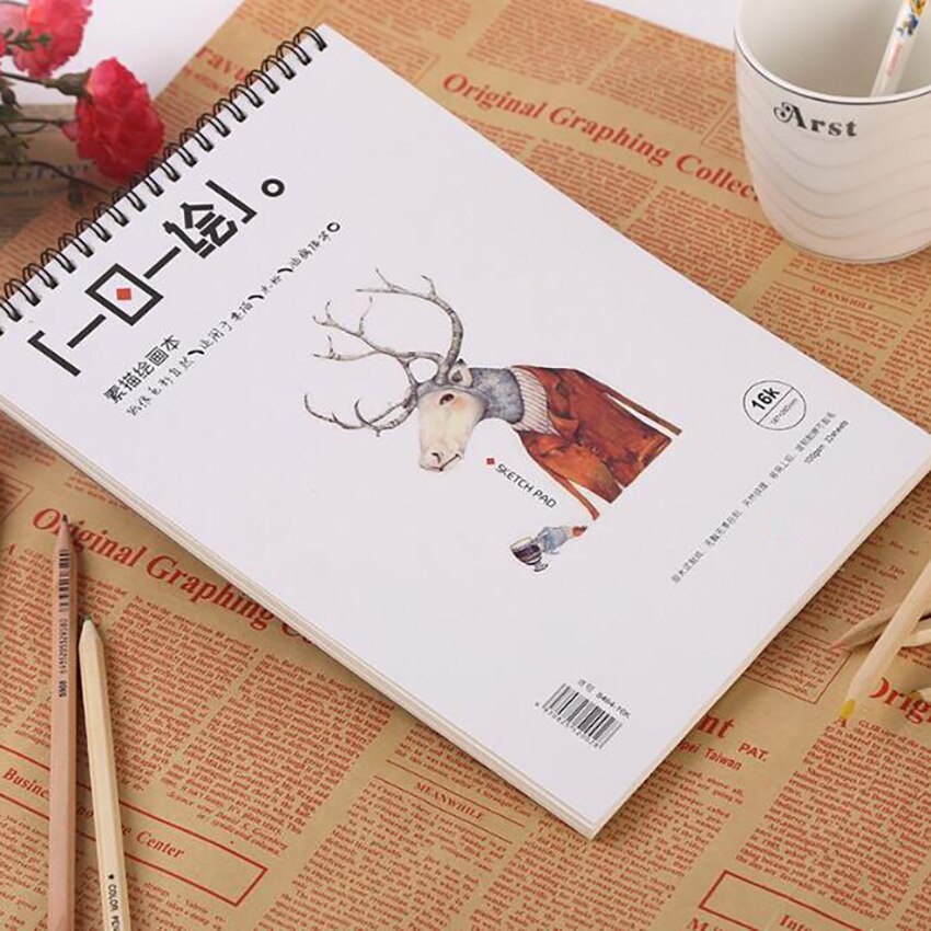 1Pc 8K/16K Student Sketchbook Cartoon Animal Sketch Paper Book Sketchbooks School Art Drawing Paper Graffiti Sketchbook Notebook