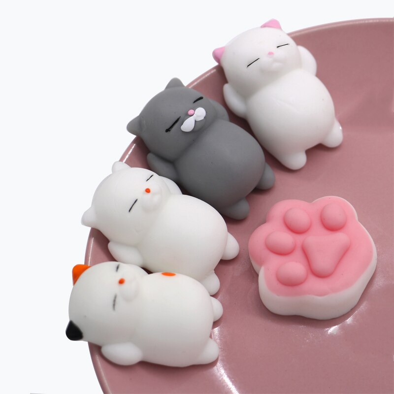 5 Pack Squishy Set Animals Super Soft Mini Animal Squish Kawaii Antistress Ball Fidget Squeeze Toys 4 Cats & 1 Paw