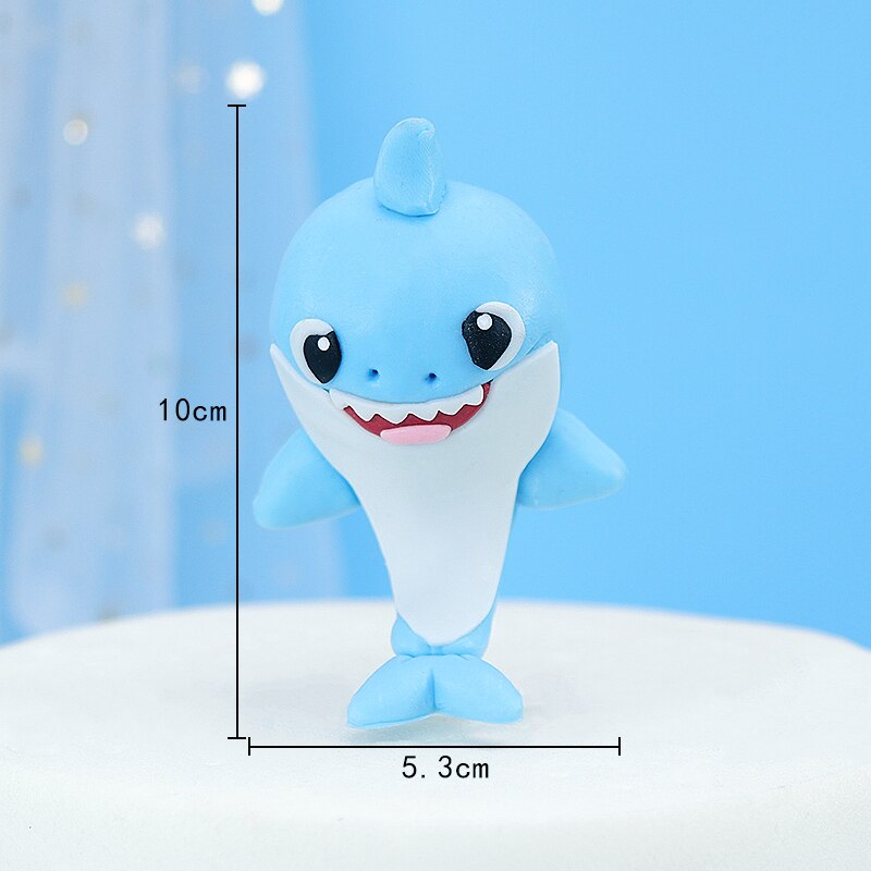 Lovely Sea Ocean Theme Happy Birthday Cake Topper Party Supplies Submarine World Summer Fish Series Cake Decoration: Blue shark