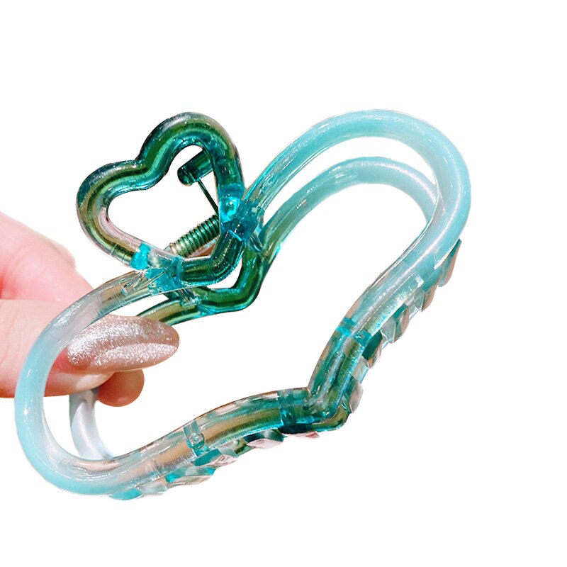 Korean Jelly Gradient Green Acrylic Plate Hair Clip Girl Shark Clip Hair Accessories Hair Clip Clamp Gradient Green Hair Claw: 2