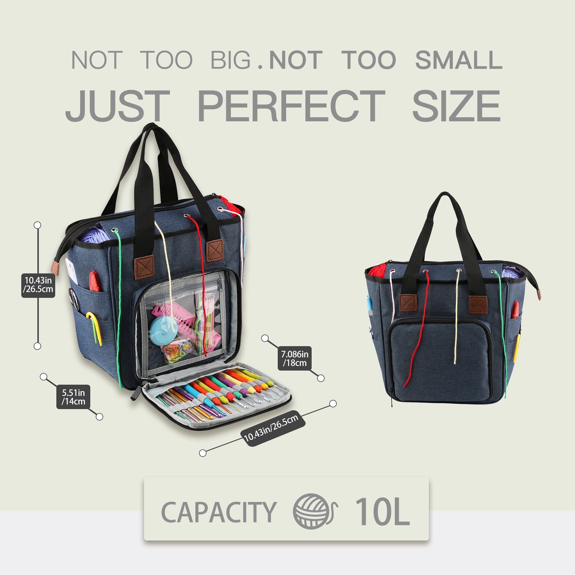 KOKNIT-Bolsa de mano para tejer, bolsa de almacenamiento de hilo para agujas de tejer, ganchos de ganchillo y accesorios de costura, Kit de costura DIY, bolsa para mamá