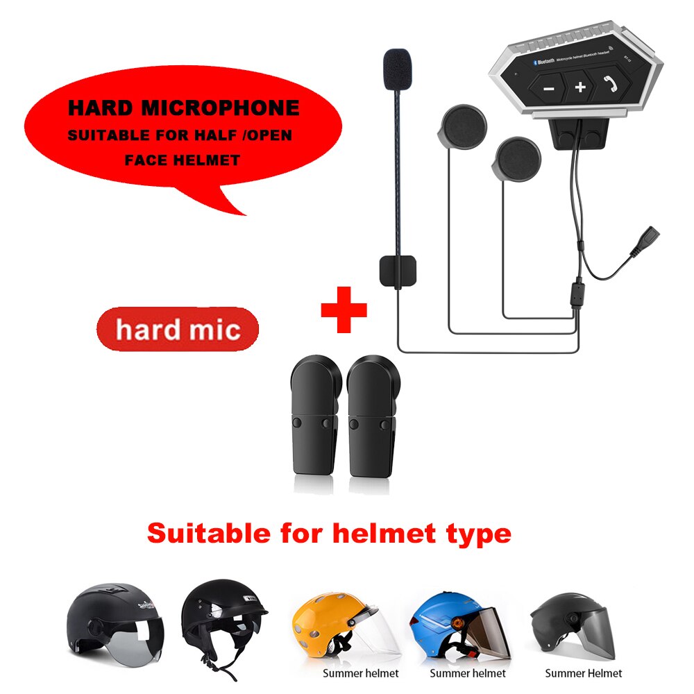 Bluetooth Headset Helmet Headset Bluetooth 5.0 Helmet Headphone Bluetooth Motorcycle Microphone Built-In 2000mAh Battery: Hard wheat B
