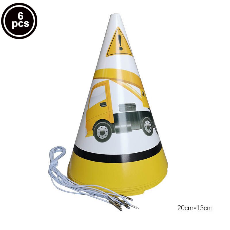 Bouw tractor verjaardagsfeestje servies vrachtwagen ballon voertuig banner tafelkleed servet taart topper bouwfeest decoratie: Hoed